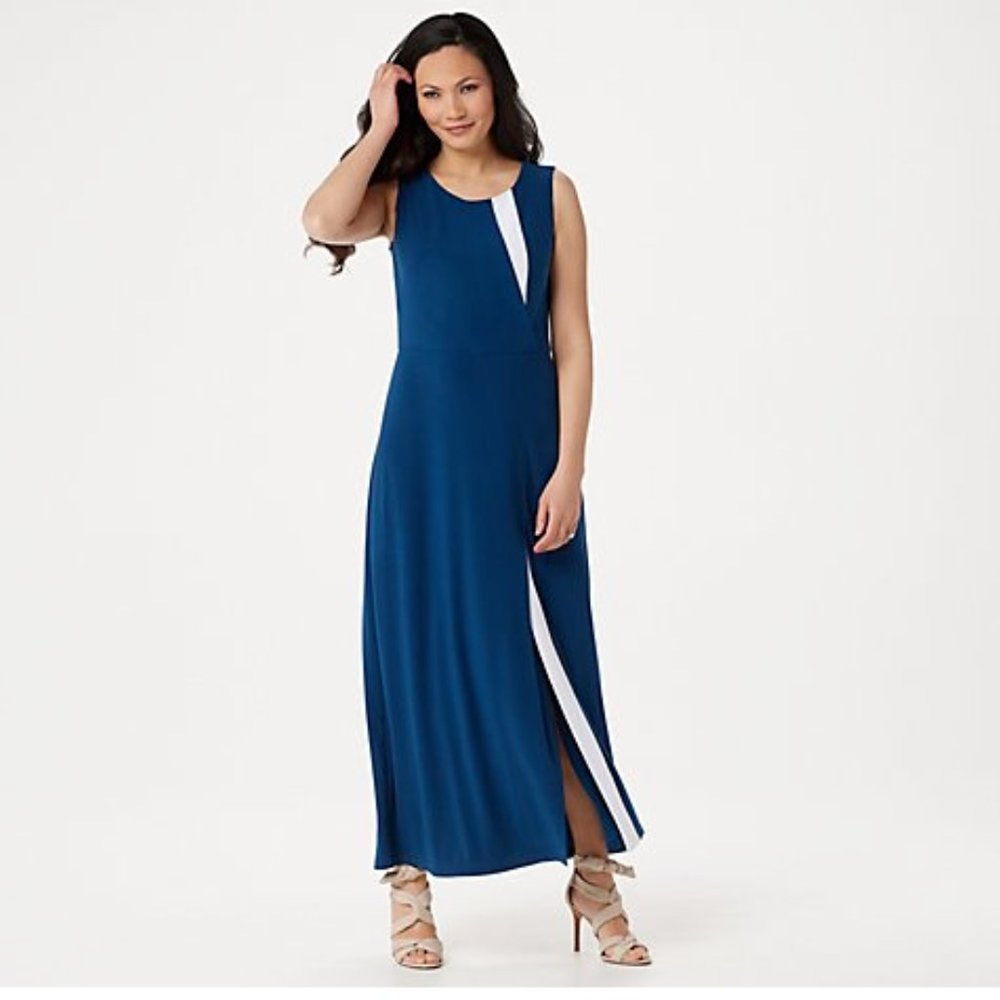 Dennis Basso Regular Sleeveless Caviar Crepe Maxi